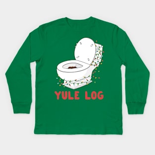 Christmas Yule Log Festive Holiday Toilet Floater Funny Kids Long Sleeve T-Shirt